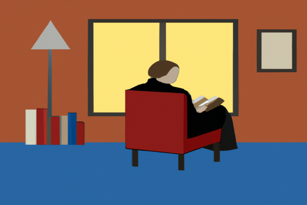 An illustration of a reader enjoying No Excuses, The Fit Mind-Fit Body Strategy Book by Lorii Myers in a cosy interior