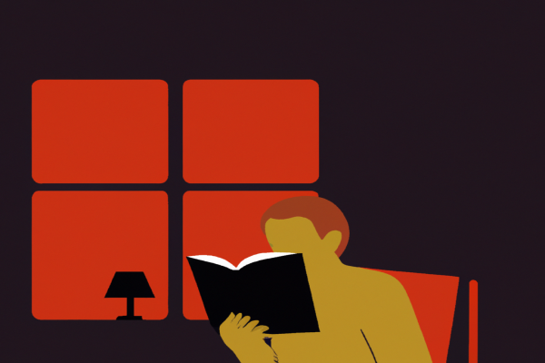 An illustration of a reader enjoying Quiet by Susan Cain in a cosy interior