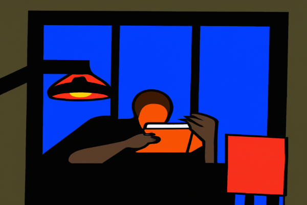 An illustration of a reader enjoying The Bell Jar by Sylvia Plath in a cosy interior