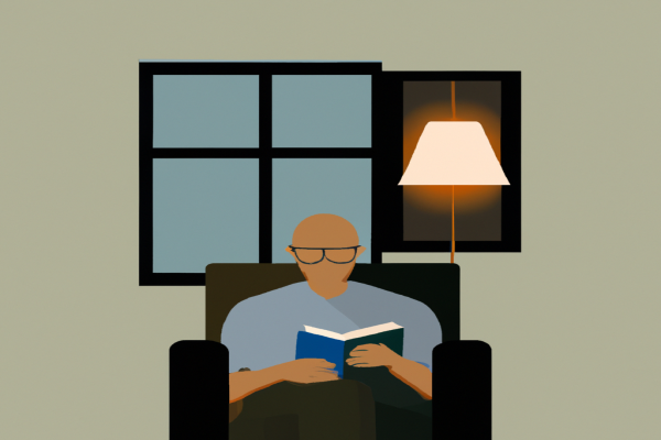 An illustration of a reader enjoying The Dip by Seth Godin in a cosy interior