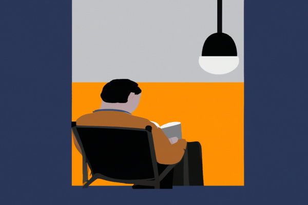 An illustration of a reader enjoying The Disappearing Spoon by Sam Kean in a cosy interior