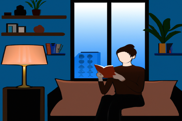 An illustration of a reader enjoying The Entrepreneur Blueprint by Tara Jacobsen in a cosy interior