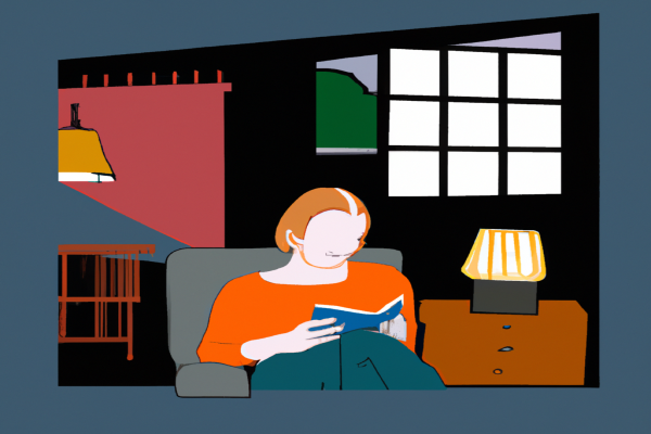 An illustration of a reader enjoying The Facebook Effect by David Kirkpatrick in a cosy interior