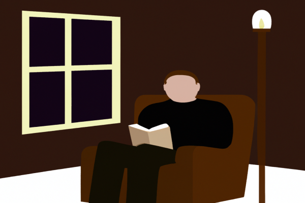 An illustration of a reader enjoying The Fault in Our Stars by John Green in a cosy interior