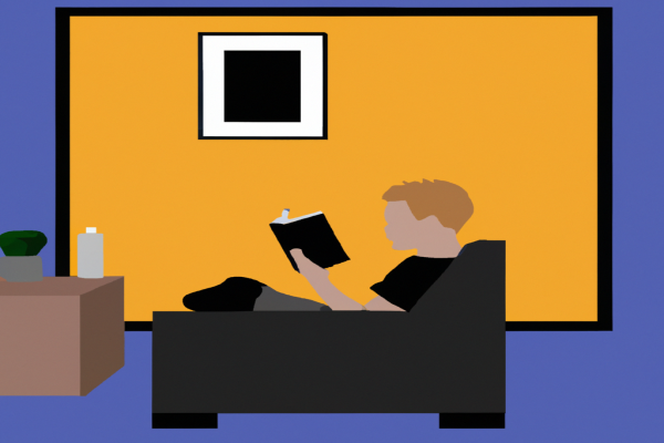 An illustration of a reader enjoying The Four Agreements by Miguel Ruiz in a cosy interior