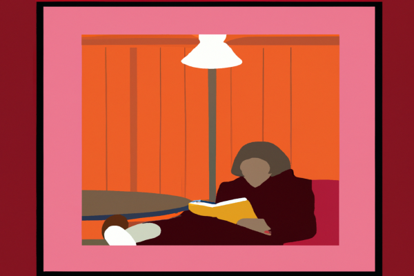 An illustration of a reader enjoying The Highly Sensitive Person by Elaine N. Aron in a cosy interior