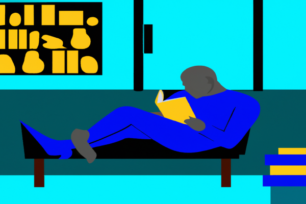 An illustration of a reader enjoying The Host by Stephenie Meyer in a cosy interior