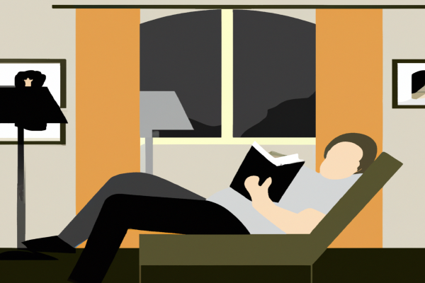 An illustration of a reader enjoying The Lean Startup by Eric Ries in a cosy interior