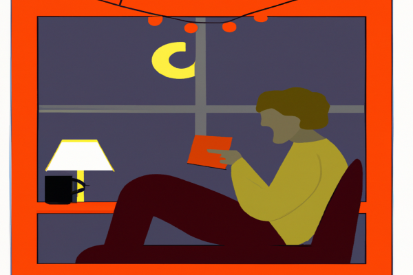 An illustration of a reader enjoying The Long Tail by Chris Anderson in a cosy interior