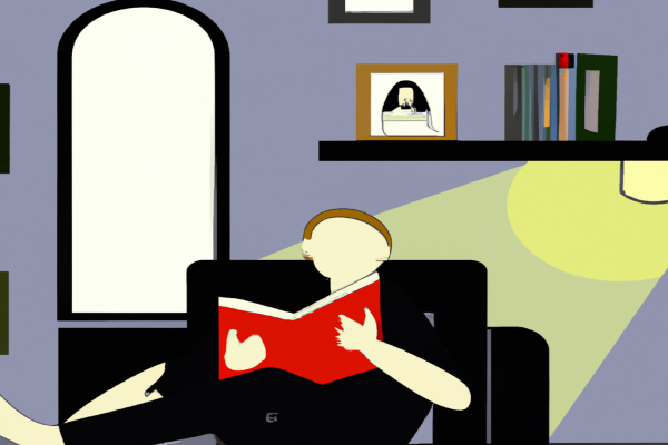 An illustration of a reader enjoying The Miracle Morning by Hal Elrod in a cosy interior