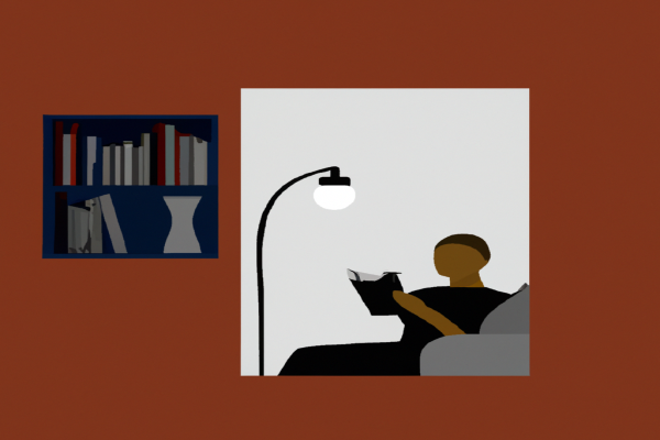 An illustration of a reader enjoying The Night Circus by Erin Morgenstern in a cosy interior