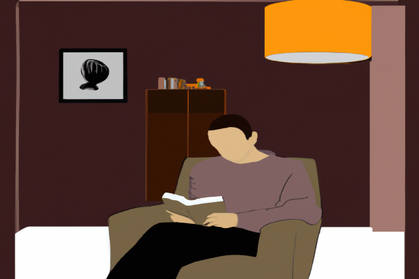 An illustration of a reader enjoying The Outsiders by William Thorndike in a cosy interior