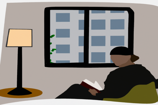 An illustration of a reader enjoying The Paradox of Choice by Barry Schwartz in a cosy interior