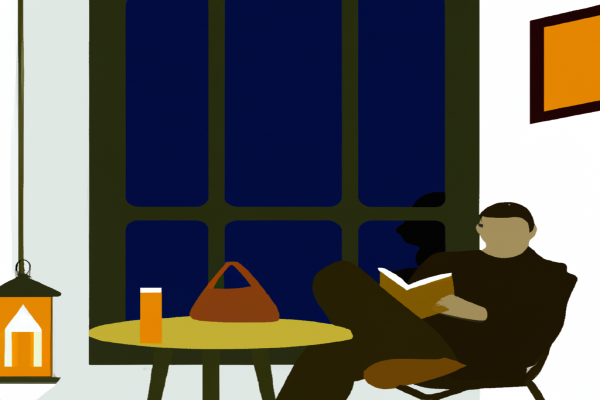 An illustration of a reader enjoying The Shadow of the Wind by Carlos Ruiz Zafón in a cosy interior