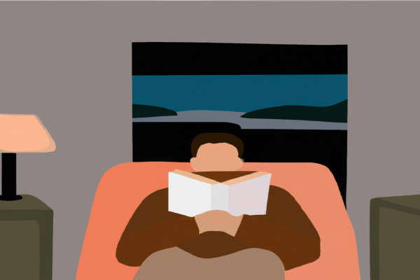 An illustration of a reader enjoying The Structure of Scientific Revolutions by Thomas S. Kuhn in a cosy interior