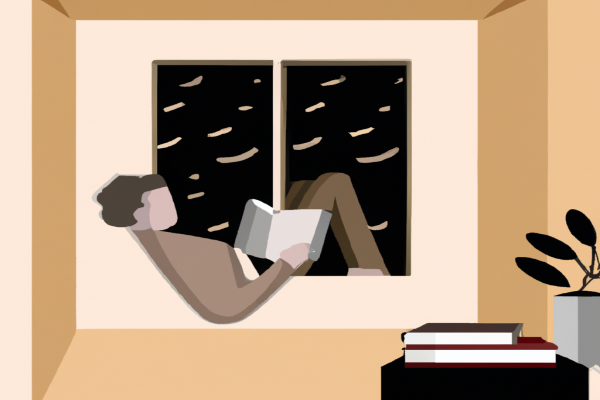 An illustration of a reader enjoying The Underground Railroad by Colson Whitehead in a cosy interior