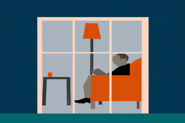 An illustration of a reader enjoying The Wealth and Poverty of Nations by David Landes in a cosy interior