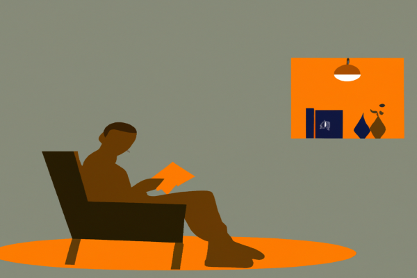 An illustration of a reader enjoying Thinking, Fast and Slow by Daniel Kahneman in a cosy interior