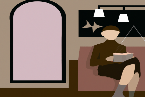 An illustration of a reader enjoying Three Cups of Tea by Greg Mortenson in a cosy interior