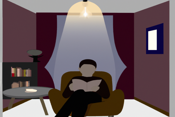 An illustration of a reader enjoying When Genius Failed by Roger Lowenstein in a cosy interior