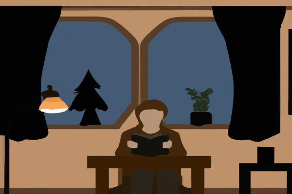 An illustration of a reader enjoying The Idiot by Fyodor Dostoevsky in a cosy interior