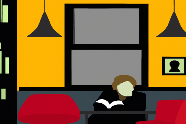 An illustration of a reader enjoying People of the Book by Geraldine Brooks in a cosy interior